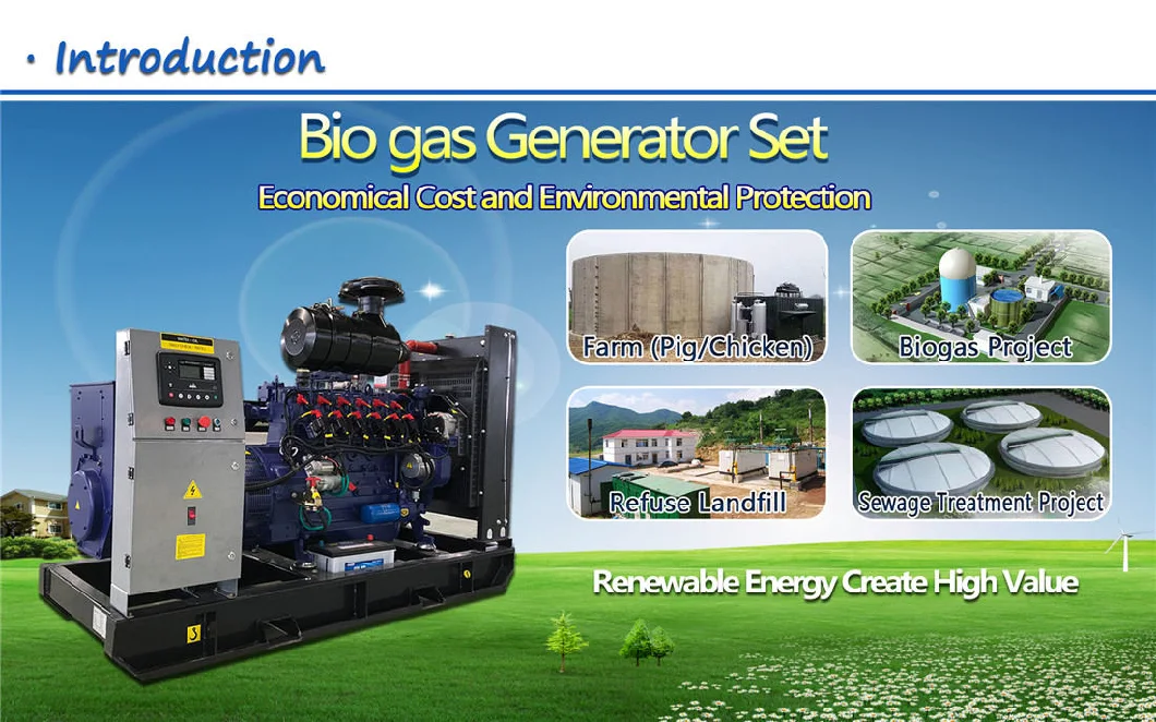 China Brand Portable 10kw-1200kw 300kw 500kw kVA Gas Turbine Gasoline Natural Gas Biogas Generator with Weichai Engine